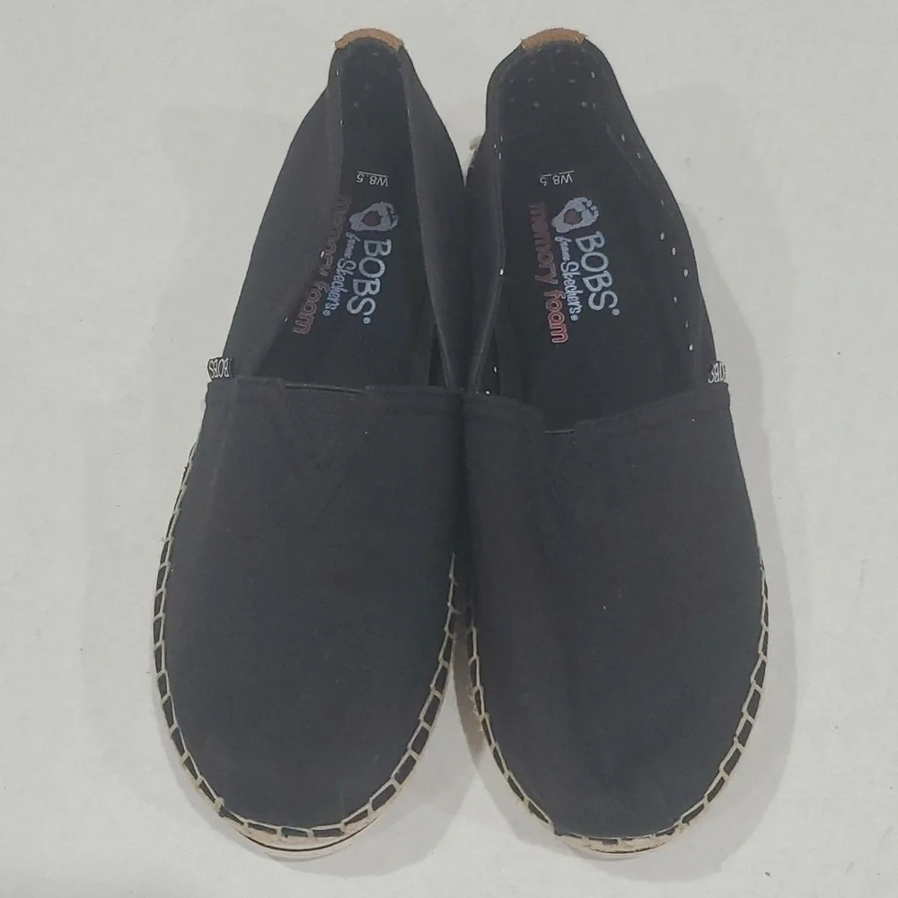 Skechers BOBS breeze memory foam platform espadrilles black size 8.5